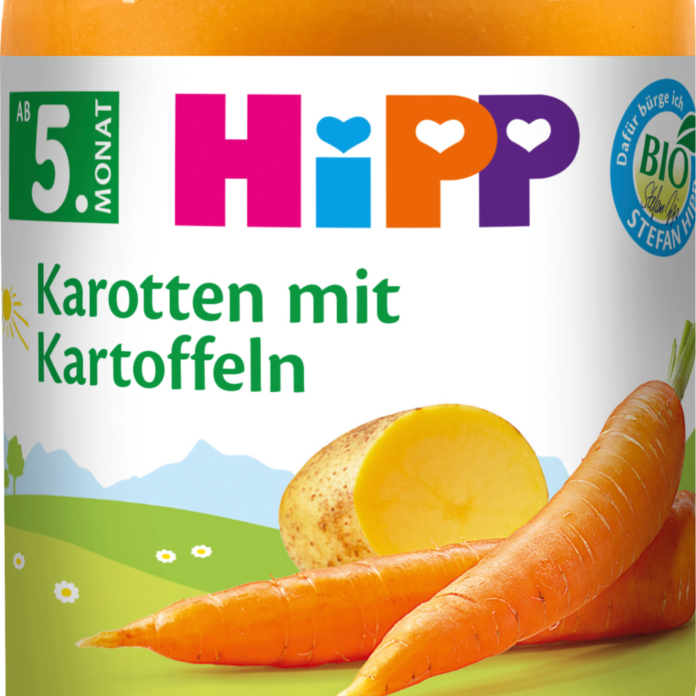 HiPP جزر نباتي مبكر مع بطاطس من الشهر الخامس ، 190 جرام طعام تكميلي