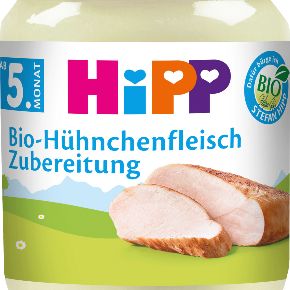 تحضير دجاج HiPP من الشهر الخامس ، 125 جرام طعام تكميلي