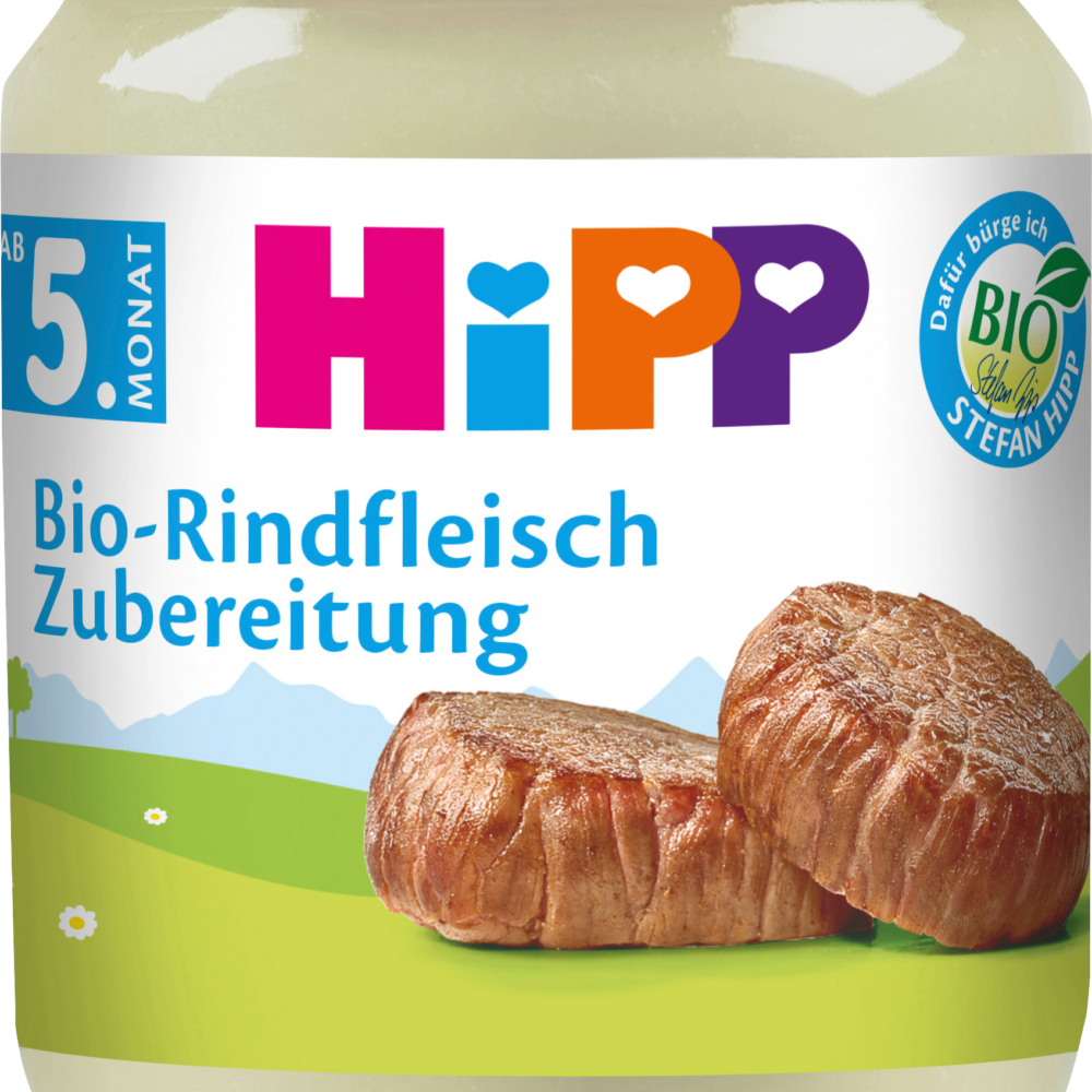 تحضير لحم البقر HiPP من الشهر الخامس ، 125 جرام طعام تكميلي