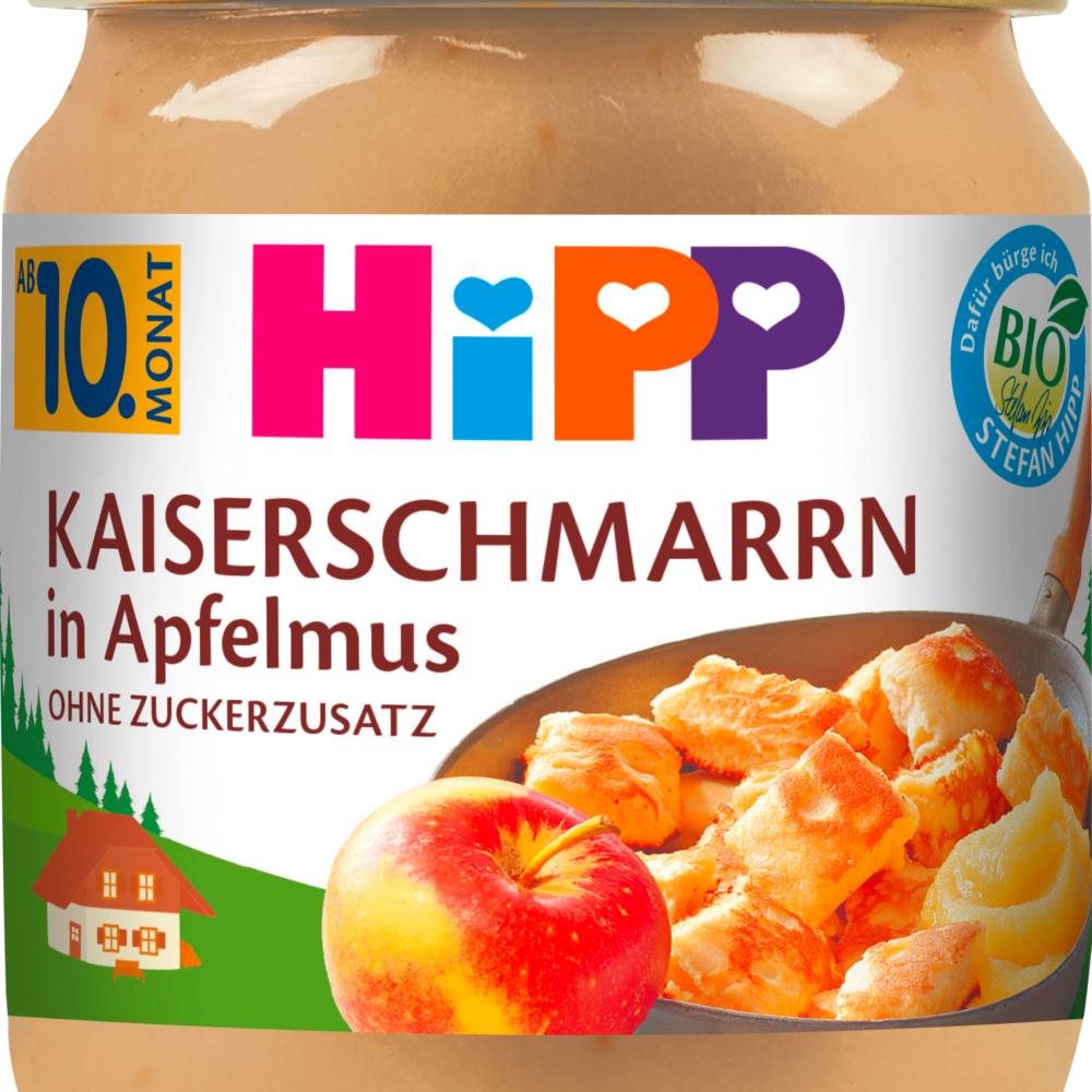 HiPP معجنات صغيرة Kaiserschmarrn في عصير التفاح من الشهر العاشر ، 200 جرام طعام تكميلي