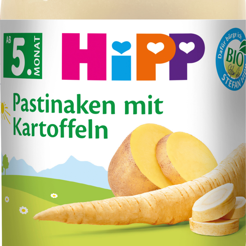 HiPP الجزر الأبيض النباتي مع البطاطس من الشهر الخامس، 190 جرام طعام تكميلي