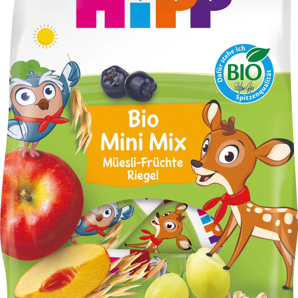 HiPP ميني ميكس بالفواكه والحبوب ، من 3 سنوات (10 × 10 جم) ، 100 جرام