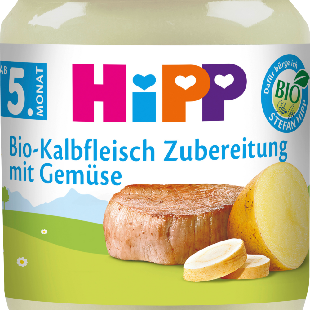 HiPP MEN - تحضير لحم العجل بالخضار من الشهر الخامس ، 125 جرام طعام تكميلي