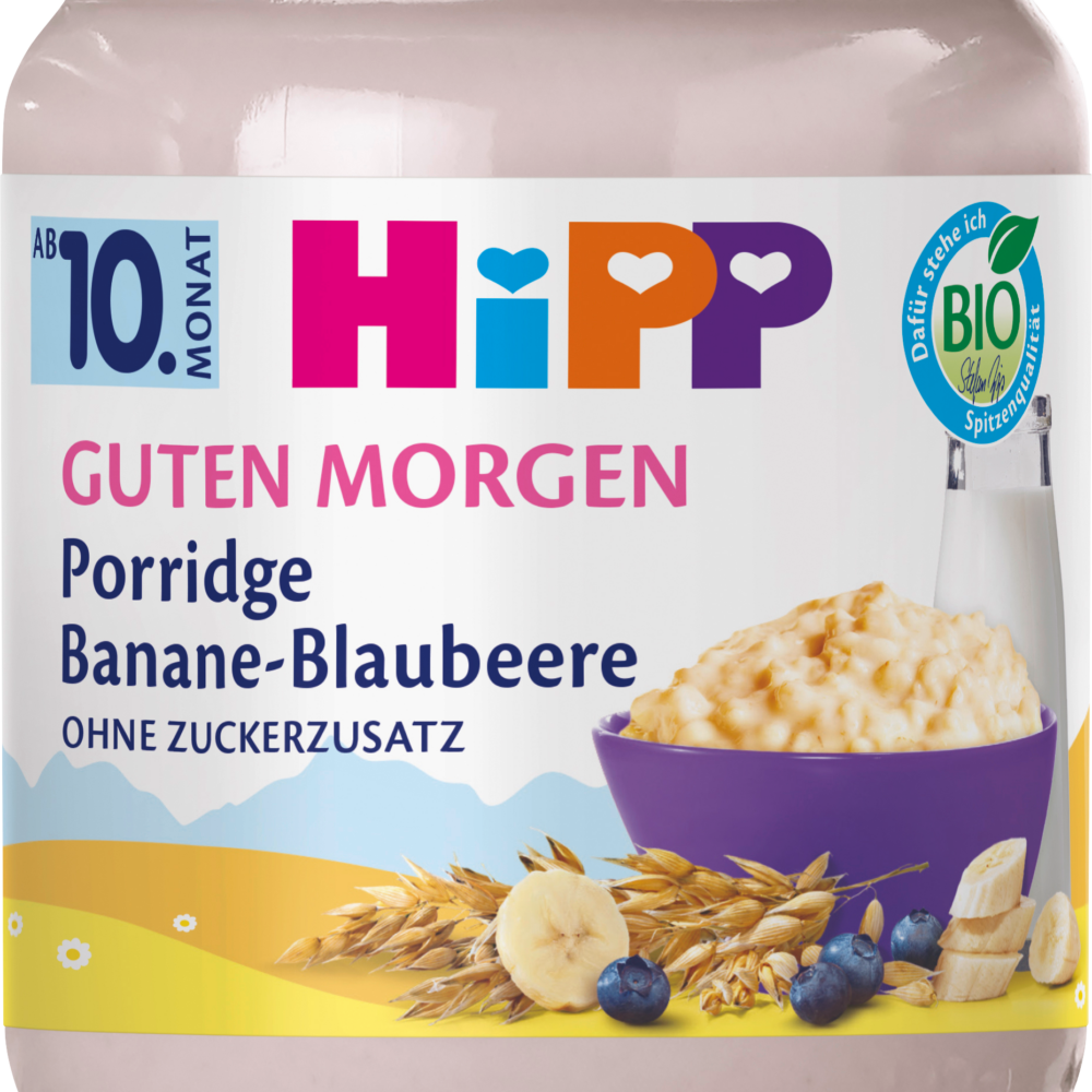 عصيدة الإفطار HiPP عصيدة الموز والتوت من الشهر العاشر ، 160 جرام طعام تكميلي