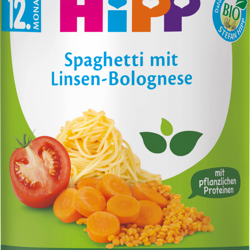 HiPP MEN ü معكرونة مع بولونيز العدس من 12 شهرا نباتية ، 250 جرام طعام تكميلي
