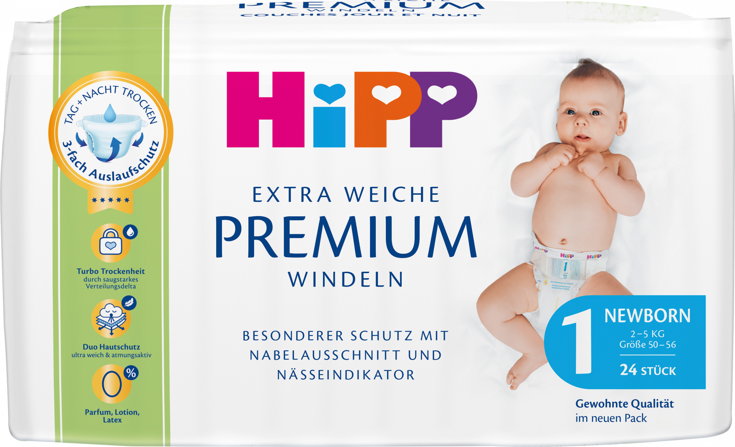 حفاضات HiPP مقاس ممتاز 1 حديثي الولادة (2-5 كجم) ، 24 قطعة