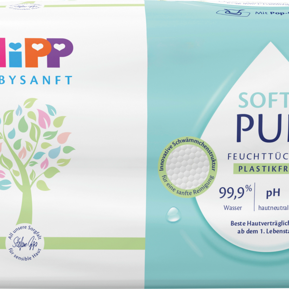 HiPP Babysanft مناديل مبللة ناعمة وريف 3 × 48 قطعة ، 144 قطعة.