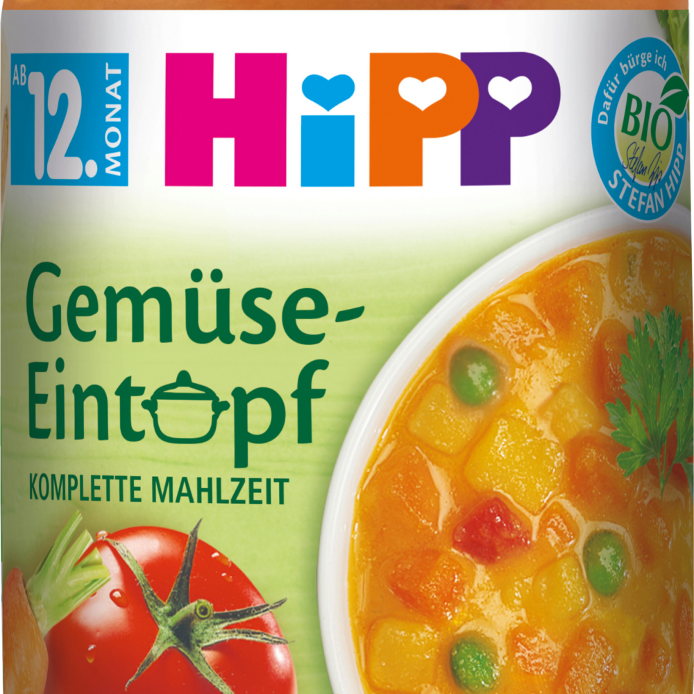 HiPP MEN ü يخنة خضروات من الشهر 12 ، 250 جرام طعام تكميلي