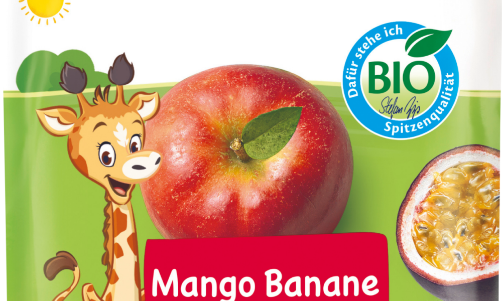 HiPP Quetschie Mango, موز بالتفاح مع الجزر من 1 سنة، 100 جرام طعام تكميلي