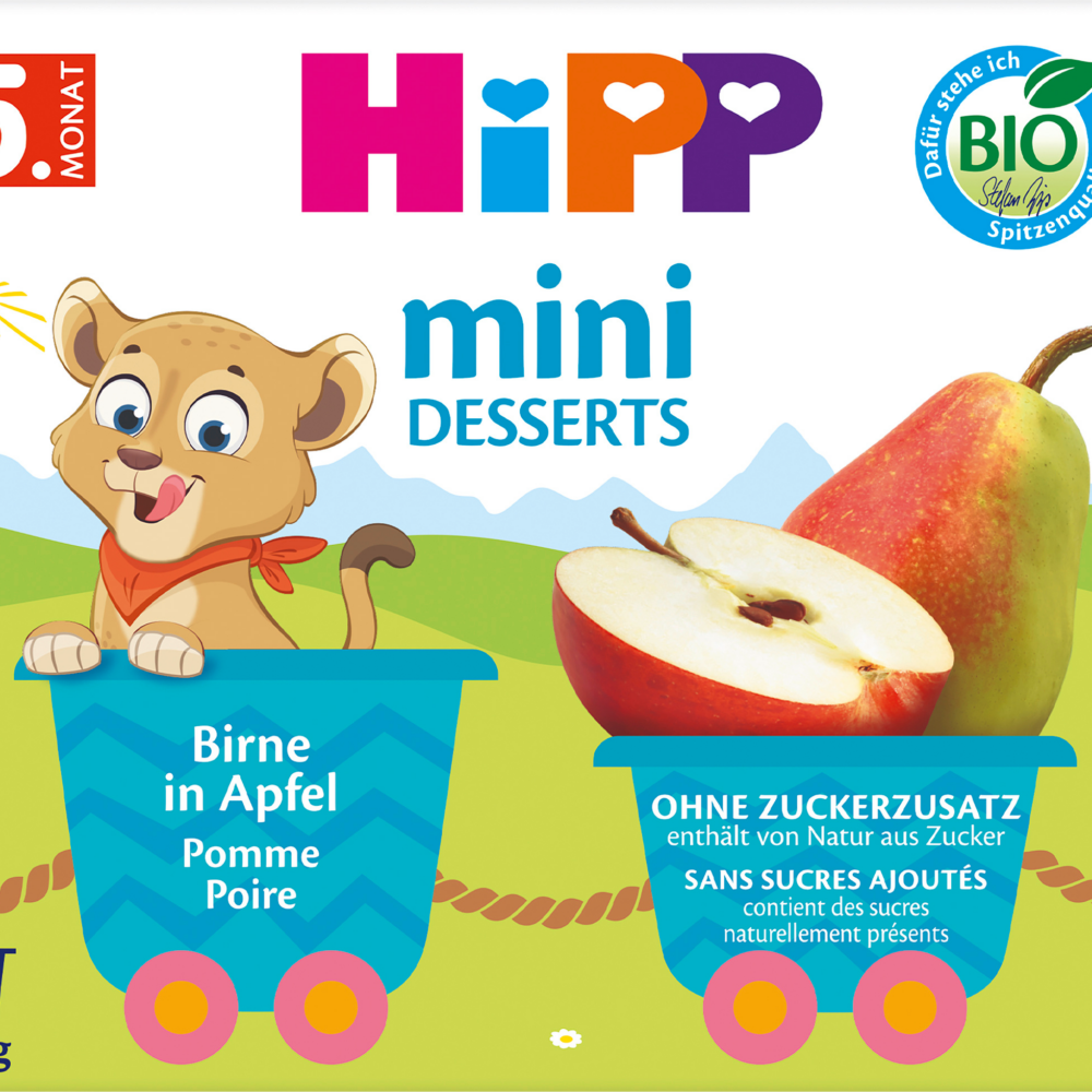 حلويات فواكه هاي بي ميني كمثرى في التفاح ، من الشهر الخامس (4 × 100 جم) ، 400 جرام طعام تكميلي