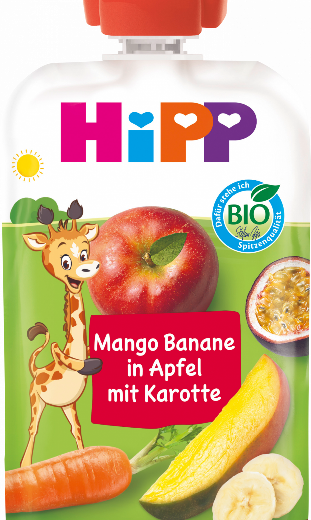 HiPP Squeeze Mango ، موز بالتفاح مع الجزر من 1 سنة ، 100 جرام طعام تكميلي