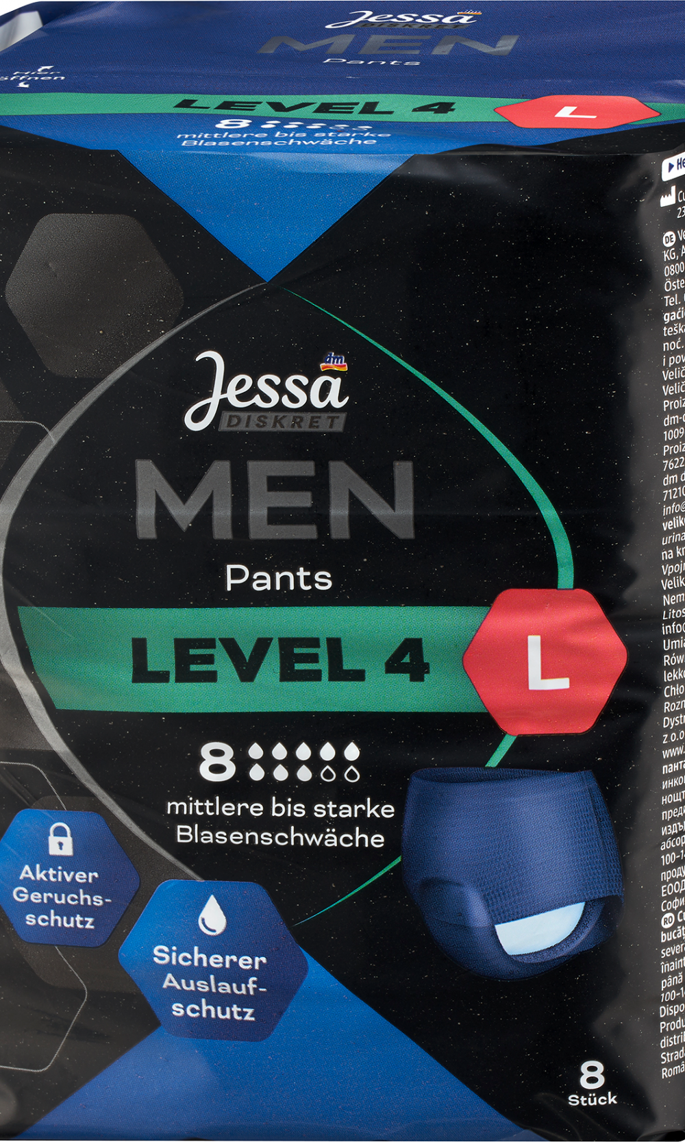 جيسا ديسكيرتمن بنطلون سلس البول المستوى 4 مقاس L، 8 قطع جهاز طبي