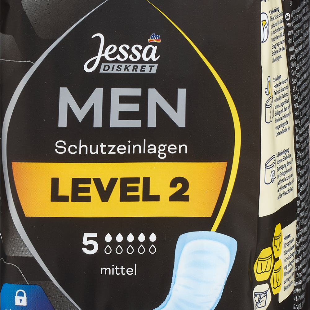 Jessa DISCREET وسادات سلس البول المستوى 2 متوسط، 10 قطع جهاز طبي