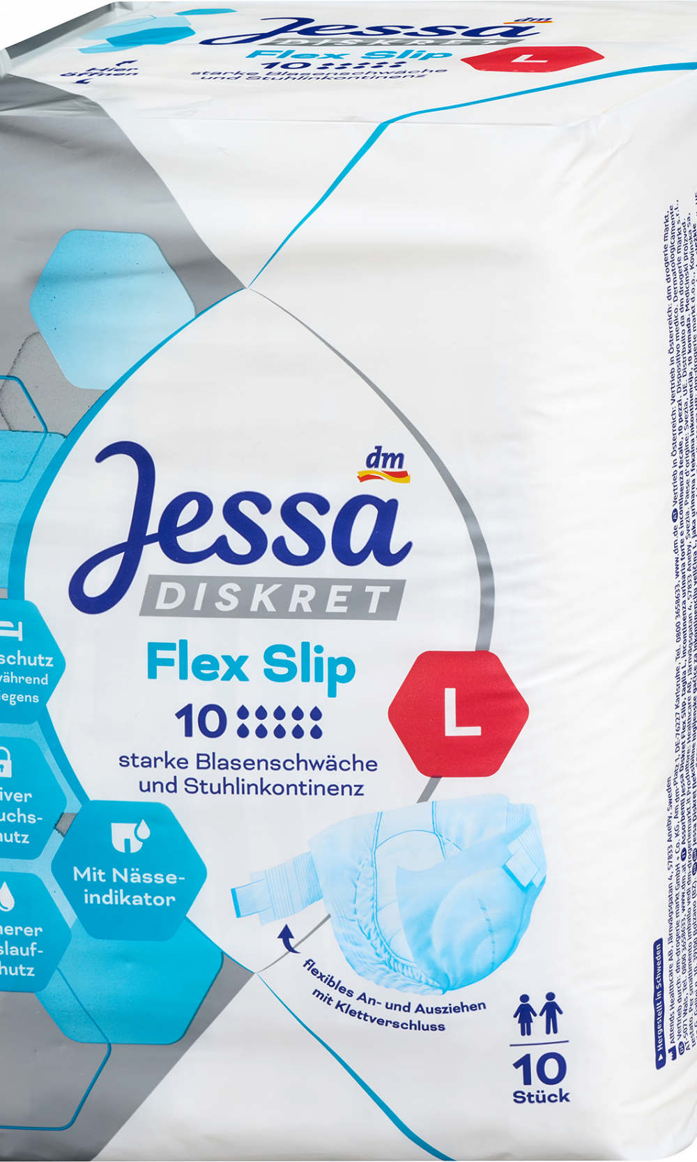 جيسا ديسكريتس سريل فلكس سلس البول مقاس L، 10 قطعجهاز طبي