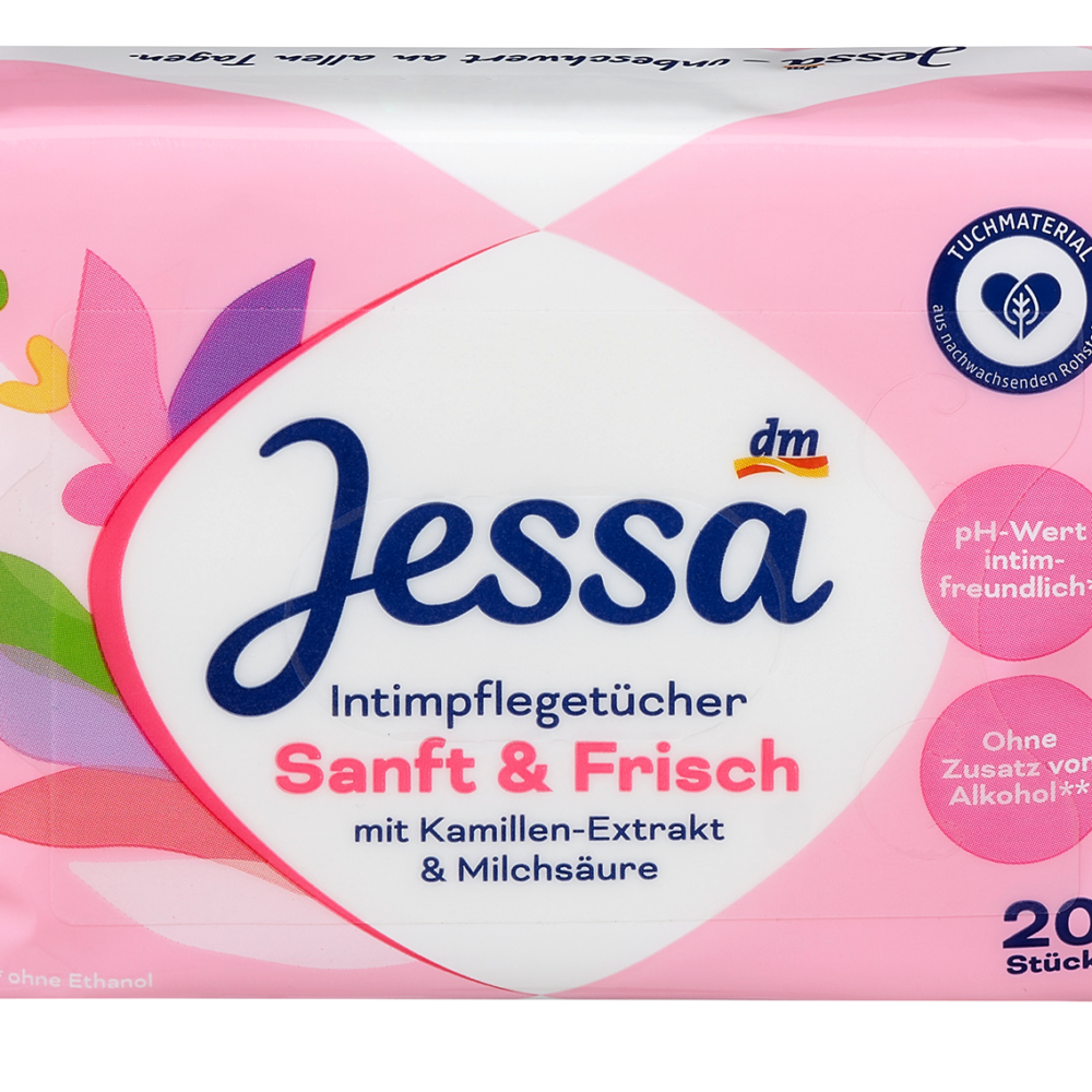Jessa مناديل مبللة لطيفة ومنعشة، 20 قطعة