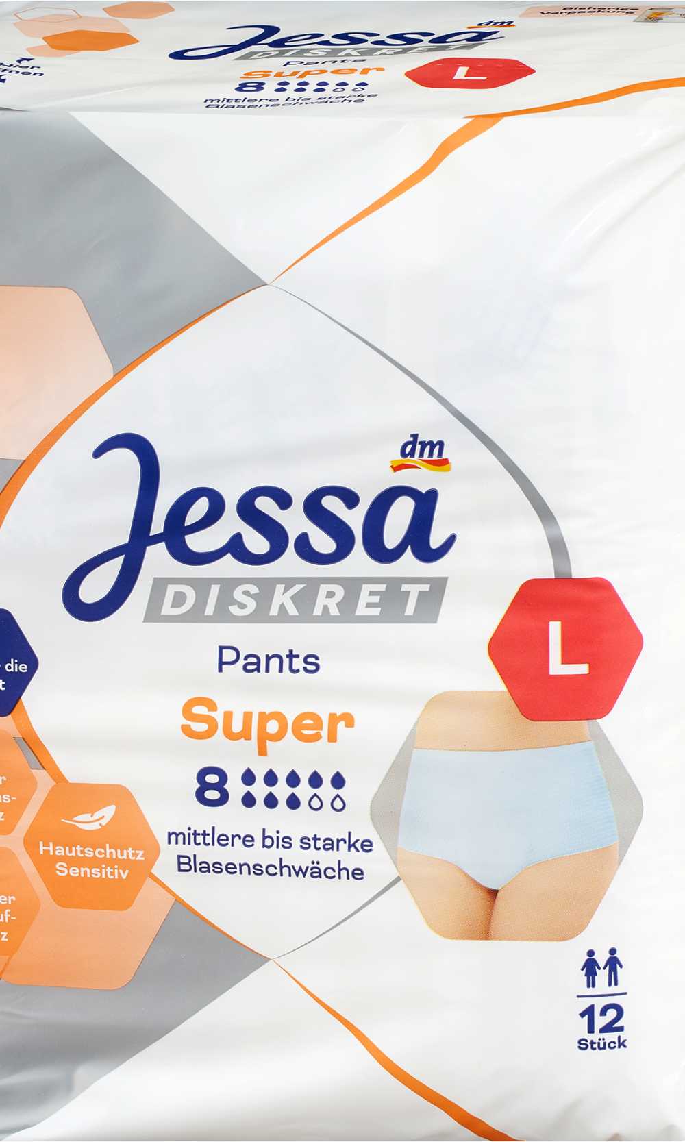 جيسا ديسكريبنطلون سلس البول سوبر سايز L، 12 قطعةجهاز طبي