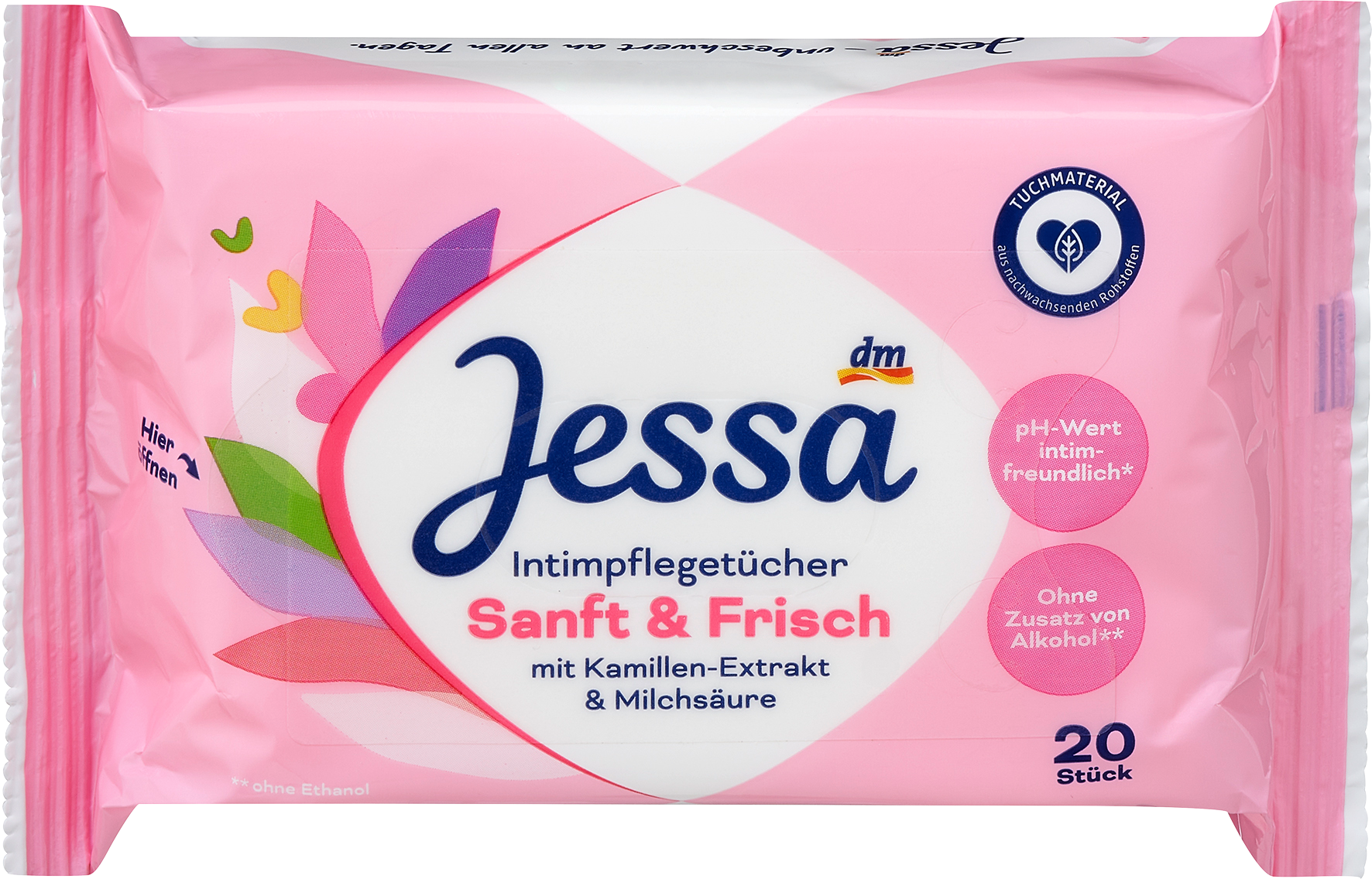 Jessa مناديل مبللة لطيفة ومنعشة، 20 قطعة