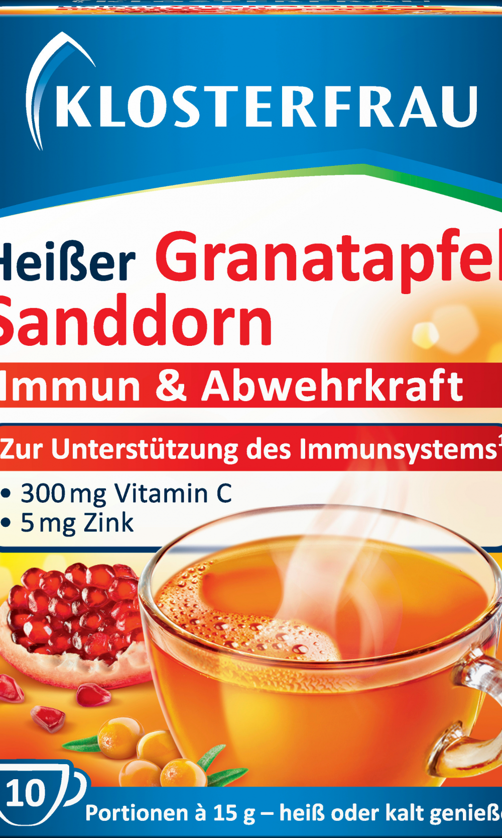 كلوسترفراو كيس مشروبات ساخن من الرمان النبق البحري 10 قطع ، 150 جرام مكمل غذائي