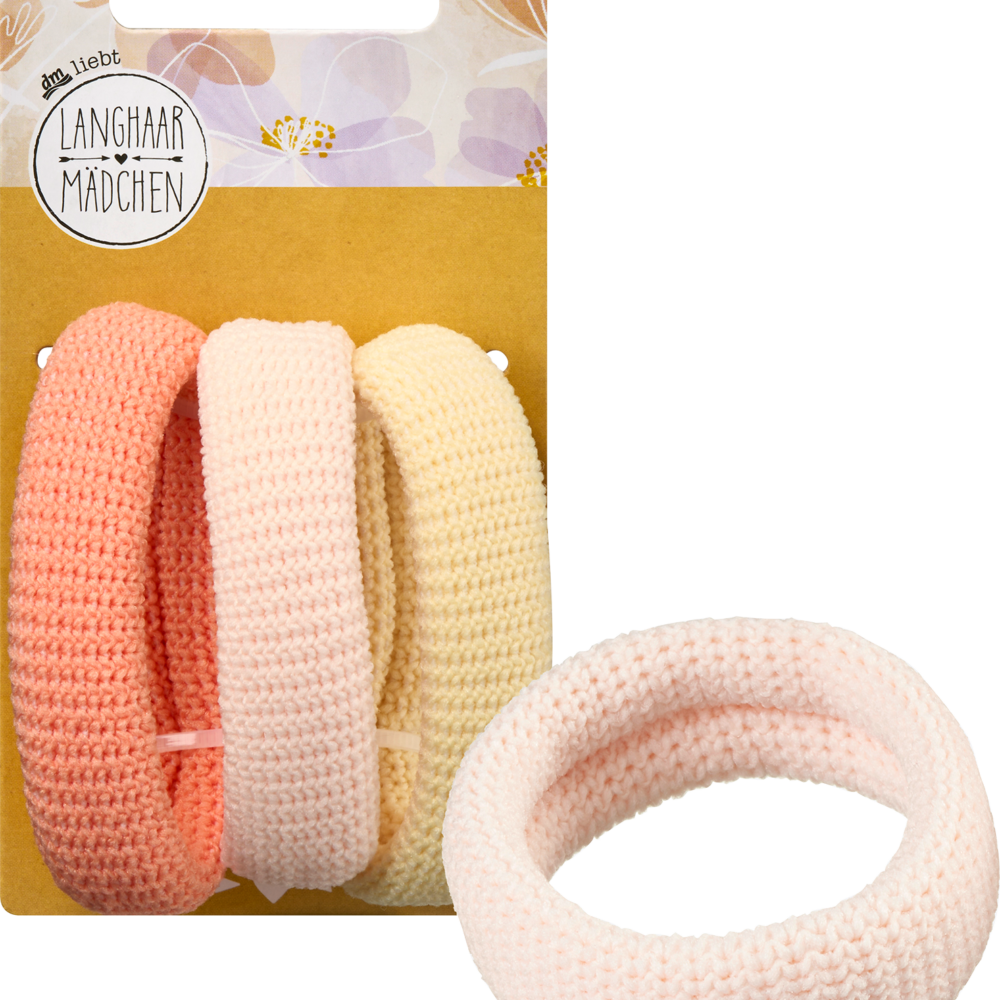 أربطة شعر طويلة للفتيات عريضة، 3 قطع