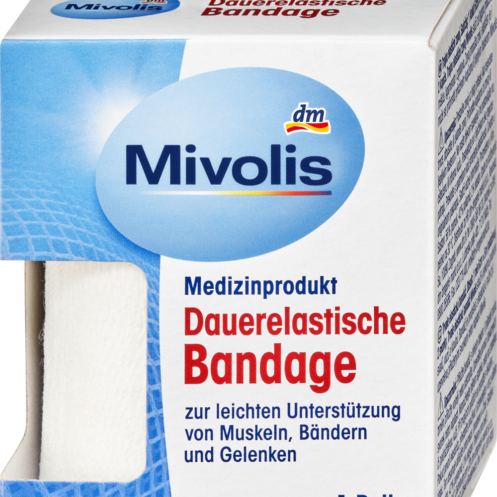 ضمادة مطاطية دائمة من Mivolis ، 6 سم × 5 م (ممدودة) ، 1 لفة ، 1 قطعة جهاز طبي