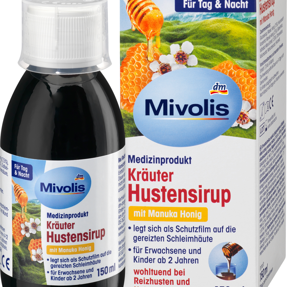 ميفوليس شراب السعال العشبي مع عسل ما نوك ، 150 مل جهاز طبي