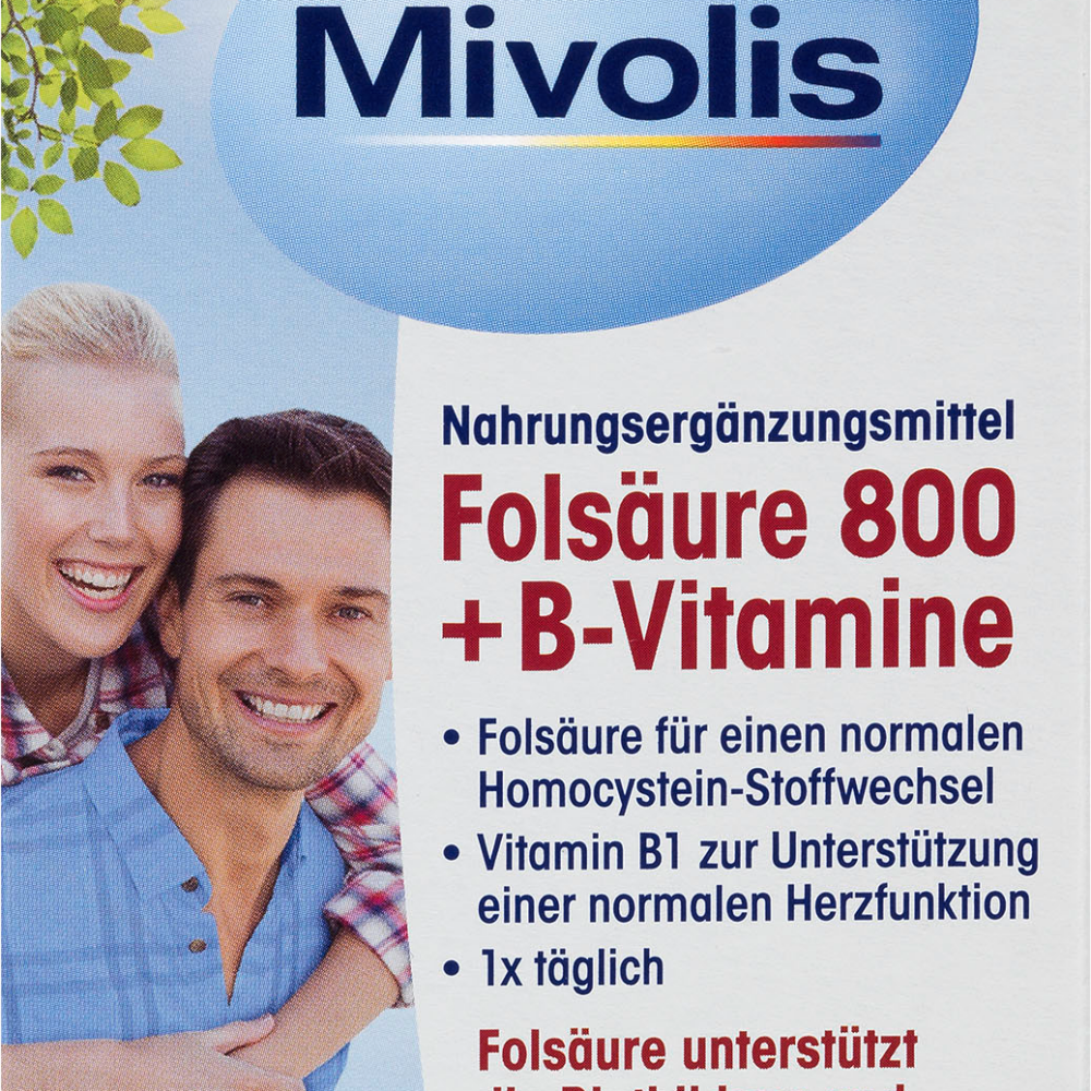 ميفوليس حمض الفوليك 800 + فيتامينات ب، أقراص 60 قطعة ، 19 جم مكمل غذائي