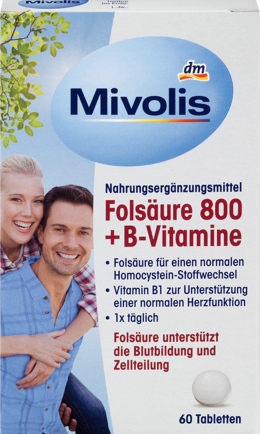 ميفوليس حمض الفوليك 800 + فيتامينات ب، أقراص 60 قطعة ، 19 غراممكمل غذائي