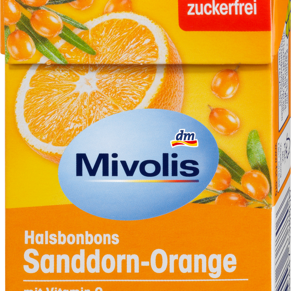 Mivolis Candy, نبق البحر والبرتقال، خالي من السكر، 50 غرام