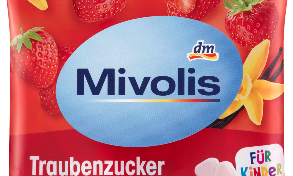 Mivolis Dextrose, مصاصة فراولة وفانيليا للأطفال، 75 جرام