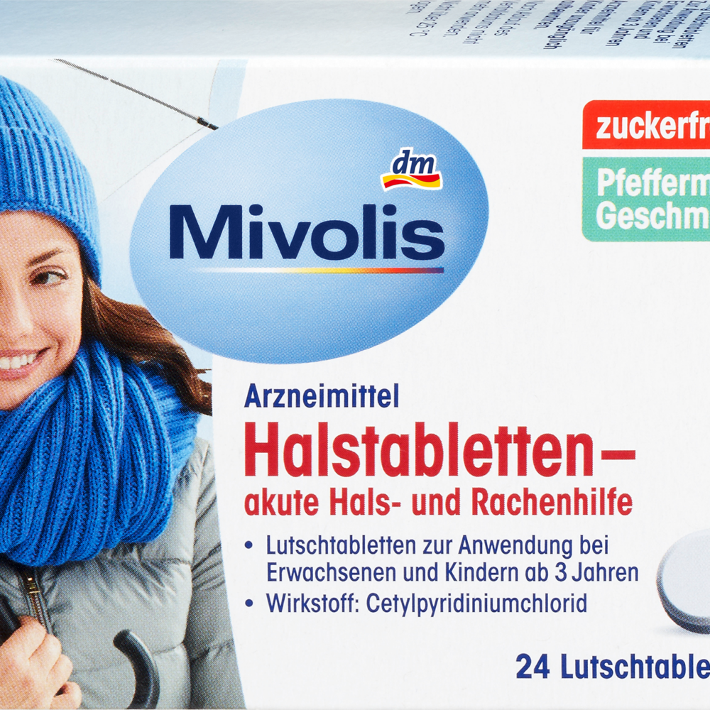 أقراص الحلق Mivolis - مساعدات الحلق والحلق الحادة ، أدوية على مدار 24 ساعة