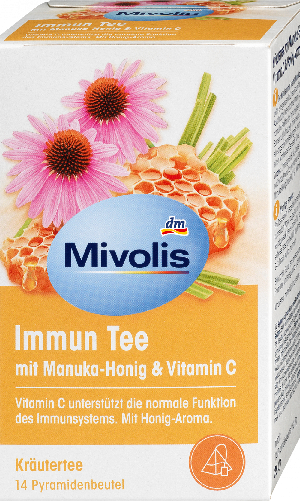 Mivolis Herbal Tea, شاي مناعي مع عسل مانوك وفيتامين سي (14 كيس)، 28 جم
