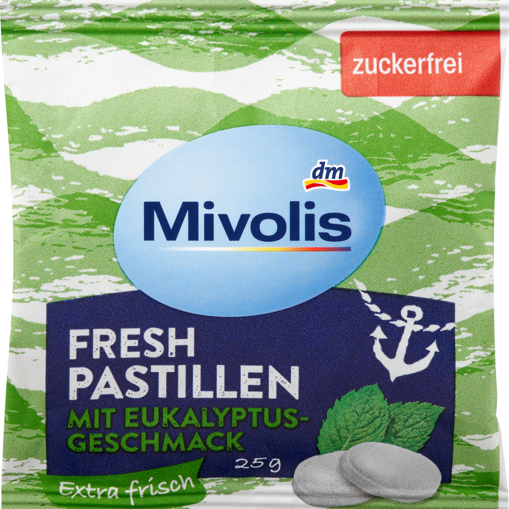 Mivolis Pastilles, أوكالبتوس طازج، خالي من السكر، 25 جم