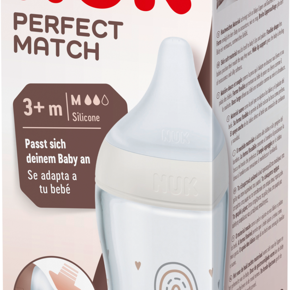 نوك زجاجة أطفال زجاجية مثالية ماتش ، أبيض ، من شهر 3 ، 230 مل ، 1 قطعة