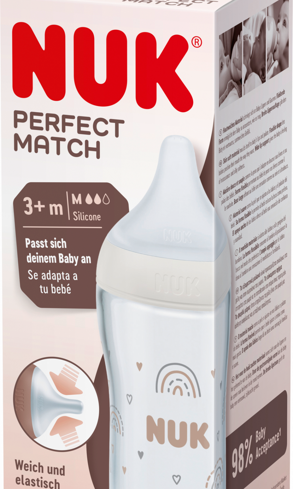 نوك زجاجة أطفال زجاجية مثالية ماتش ، أبيض ، من شهر 3 ، 230 مل ، 1 قطعة