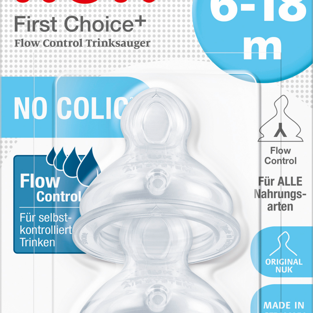 نوك حلمة الاختيار الأول + سيليكون 6-18 شهرا ، 2 قطعة