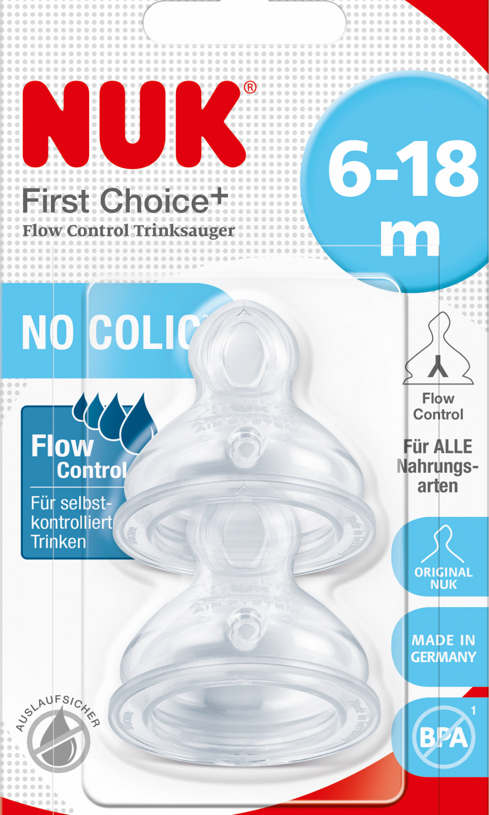 نوك حلمة الاختيار الأول + سيليكون 6-18 شهرا ، 2 قطعة