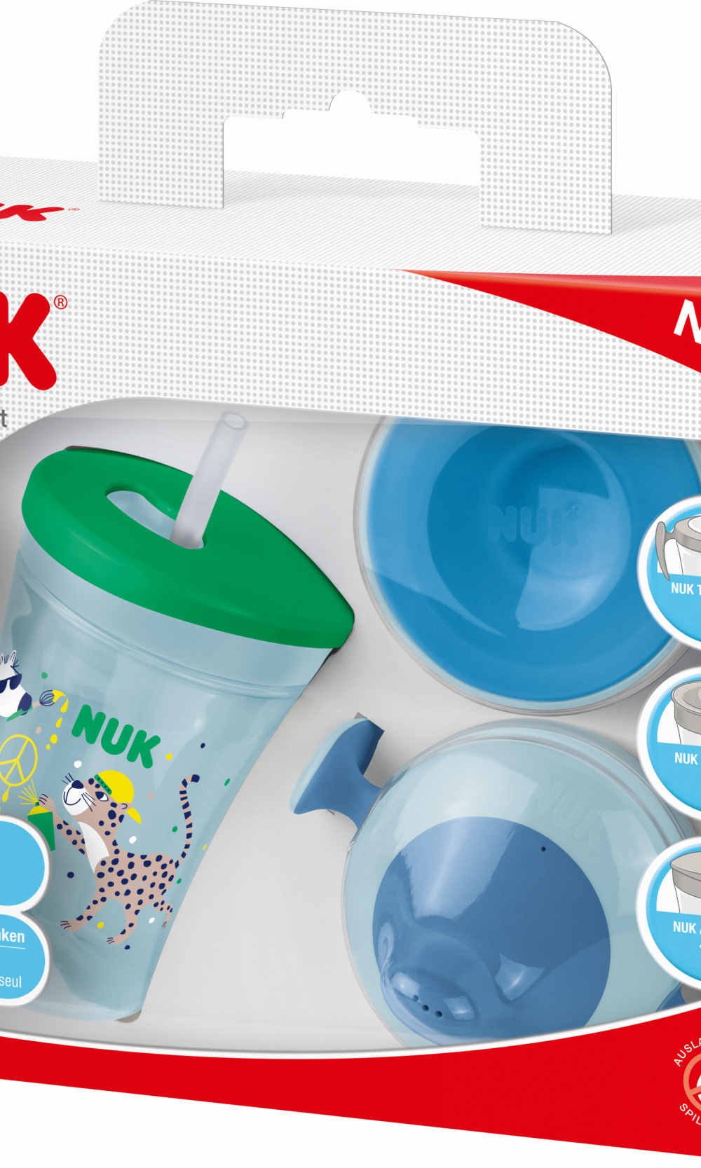 NUK طقم تعلم الشرب Evolution، أزرق/أخضر، من 6 أشهر، 3 قطع