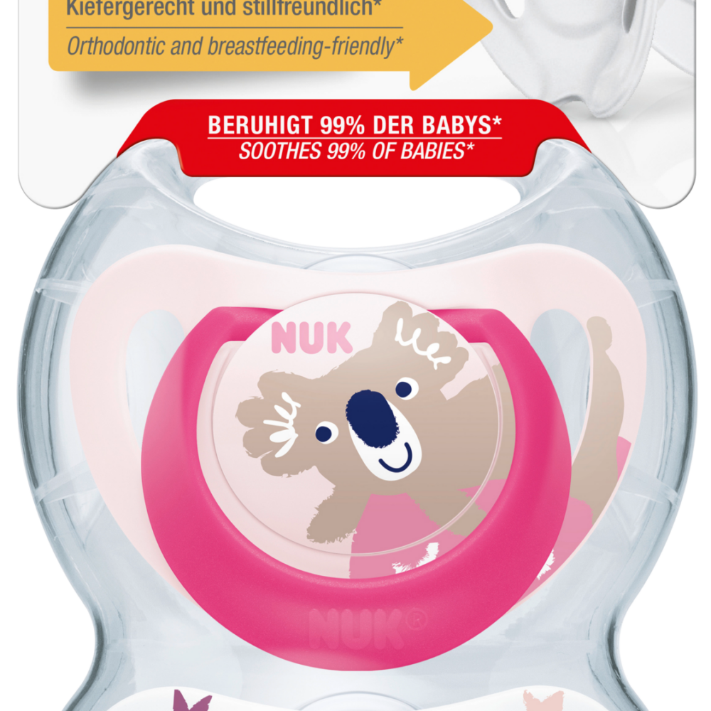NUK لهاية ستار سيليكون نهاري آند نايت، وردي/أبيض، مقاس 2، 6-18 شهرا، 2 قطعة