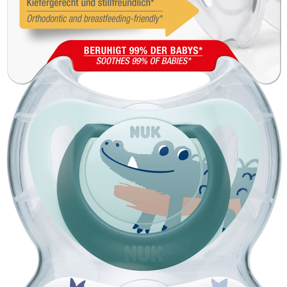 NUK لهاية ستار سيليكون نهار ونيل ، أخضر / أزرق ، مقاس 2 ، 6-18 شهرا ، 2 قطعة