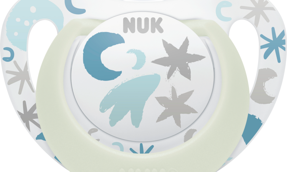 NUK لهاية ستار سيليكون نهاري ونيل ، أزرق / أبيض ، مقاس 1 ، 0-6 أشهر ، 2 قطعة