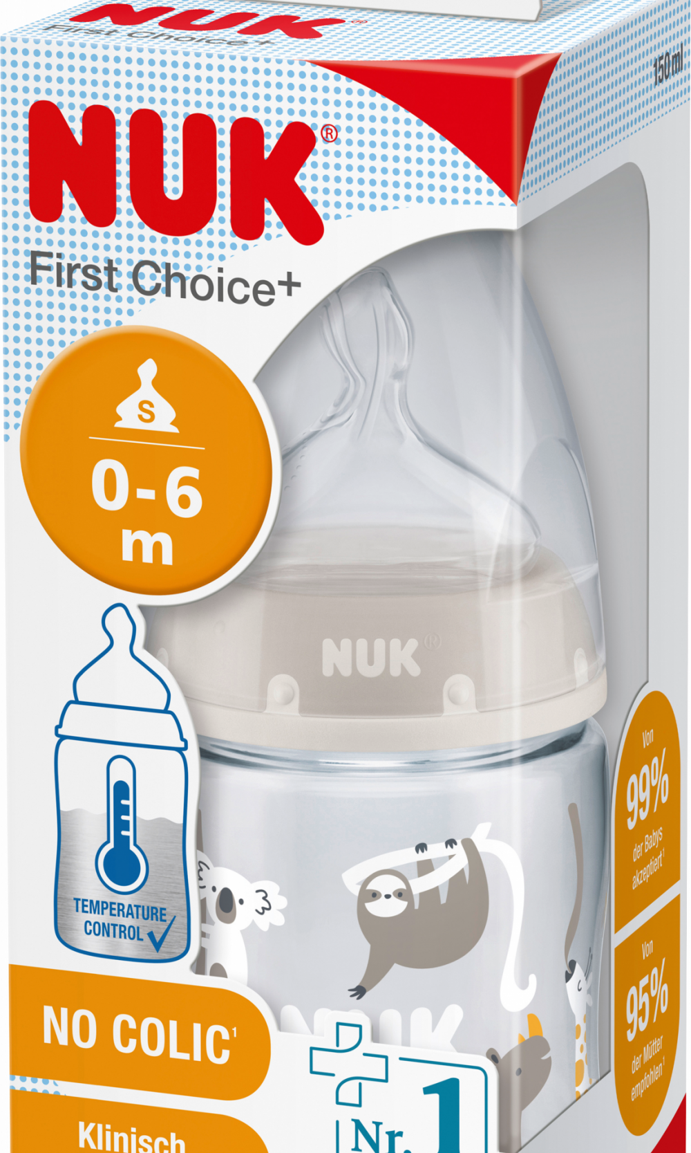 نوك زجاجة أطفال الخيار الأول، رمادي، 0-6 أشهر، 150 مل، 1 قطعة