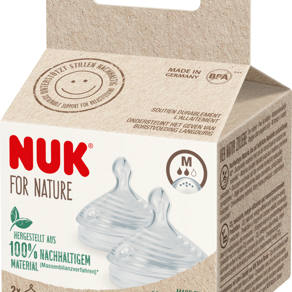 نوك حلمة طبيعية سيليكون مقاس M، من 6 شهور، 2 قطعة