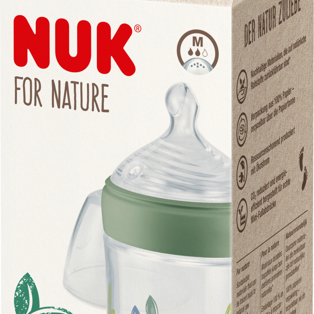 NUK زجاجة أطفال للطبيعة، أخضر، 0-6 أشهر، 260 مل، 1 قطعة