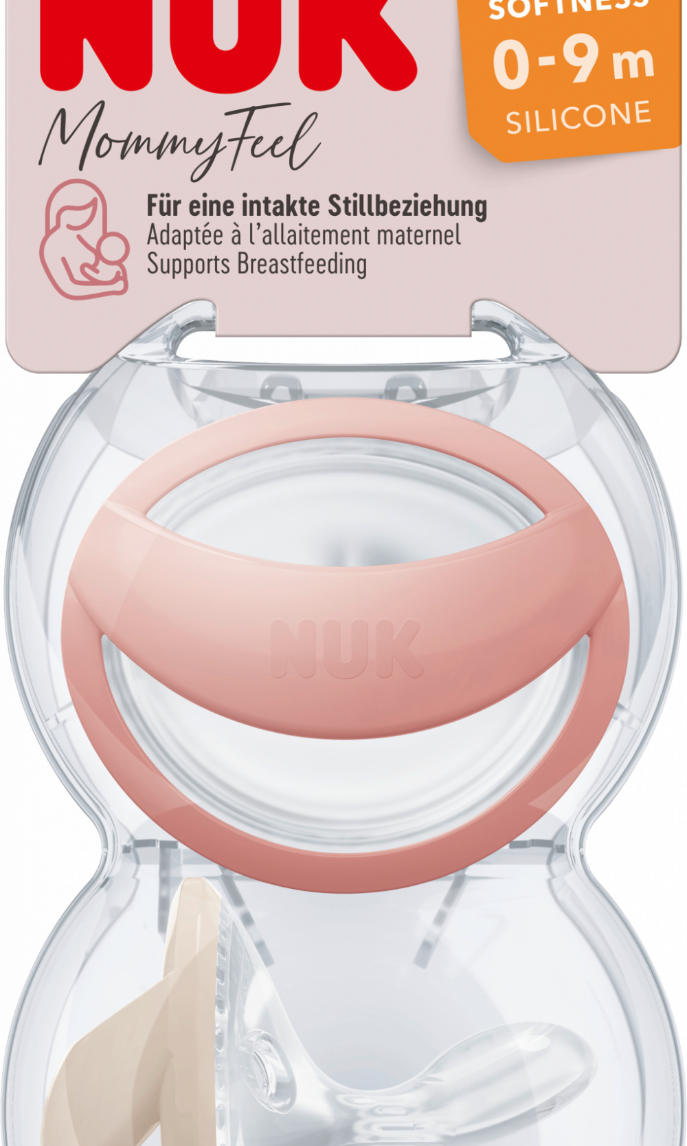 NUK لهاية مومي سيليكون ، وردي / كريمي ، مقاس 1 ، 0-9 أشهر ، 2 قطعة