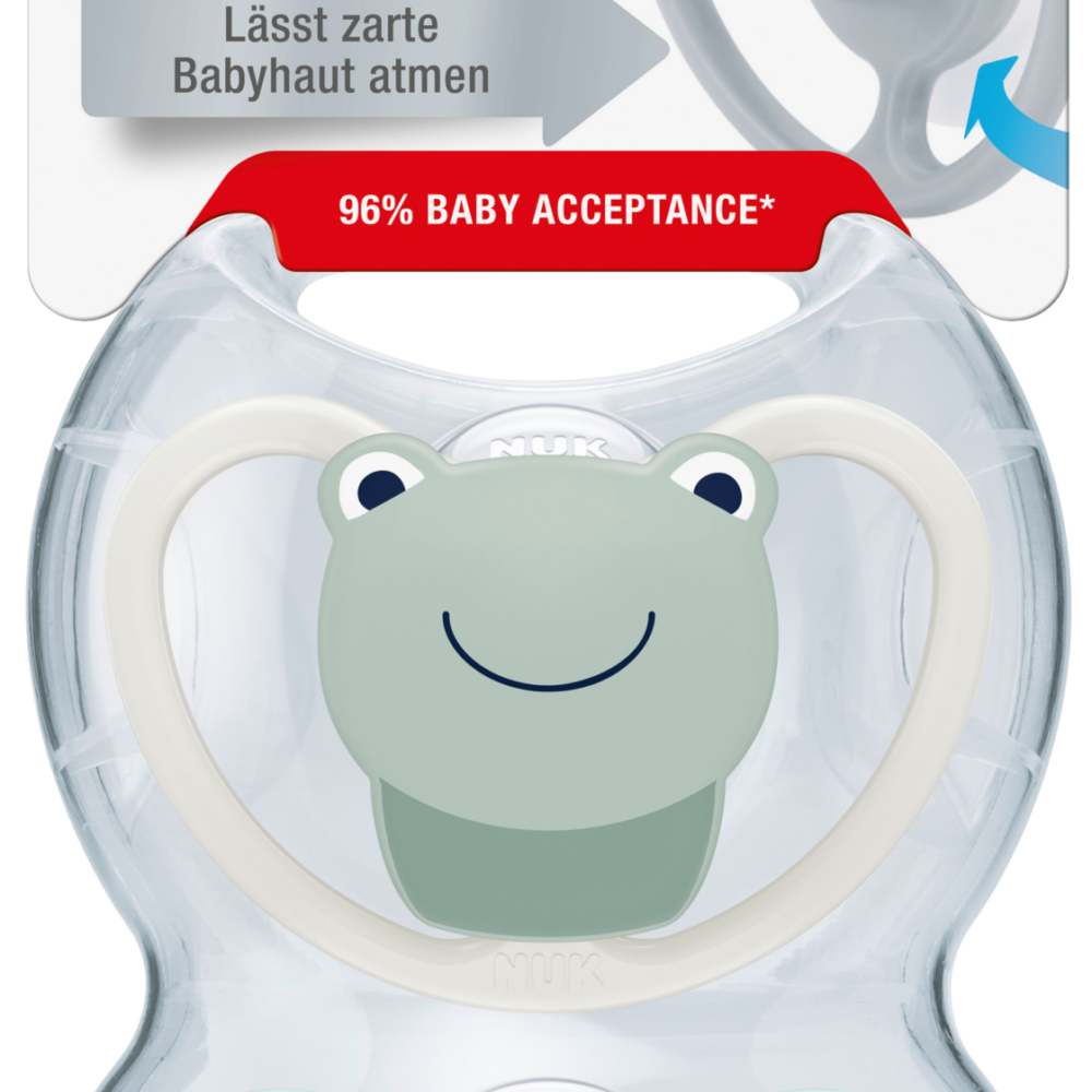 NUK مصاصة الفضاء سيليكون ، بيج / أزرق ، 0-6 أشهر ، 2 قطعة