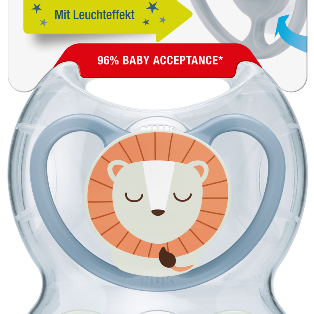 NUK لهاية سبيس سيليكون ليلي ، أزرق / نعناع ، 0-6 أشهر ، 2 قطعة