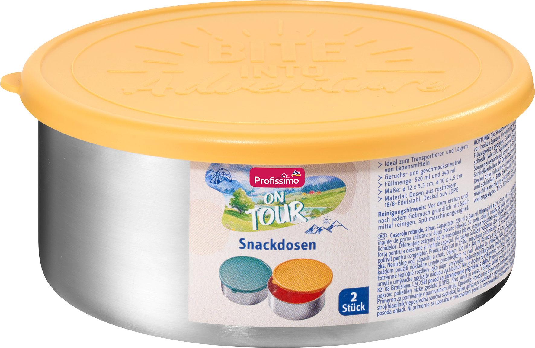 علب الوجبات الخفيفة Profissimo جولة ، 2 قطعة