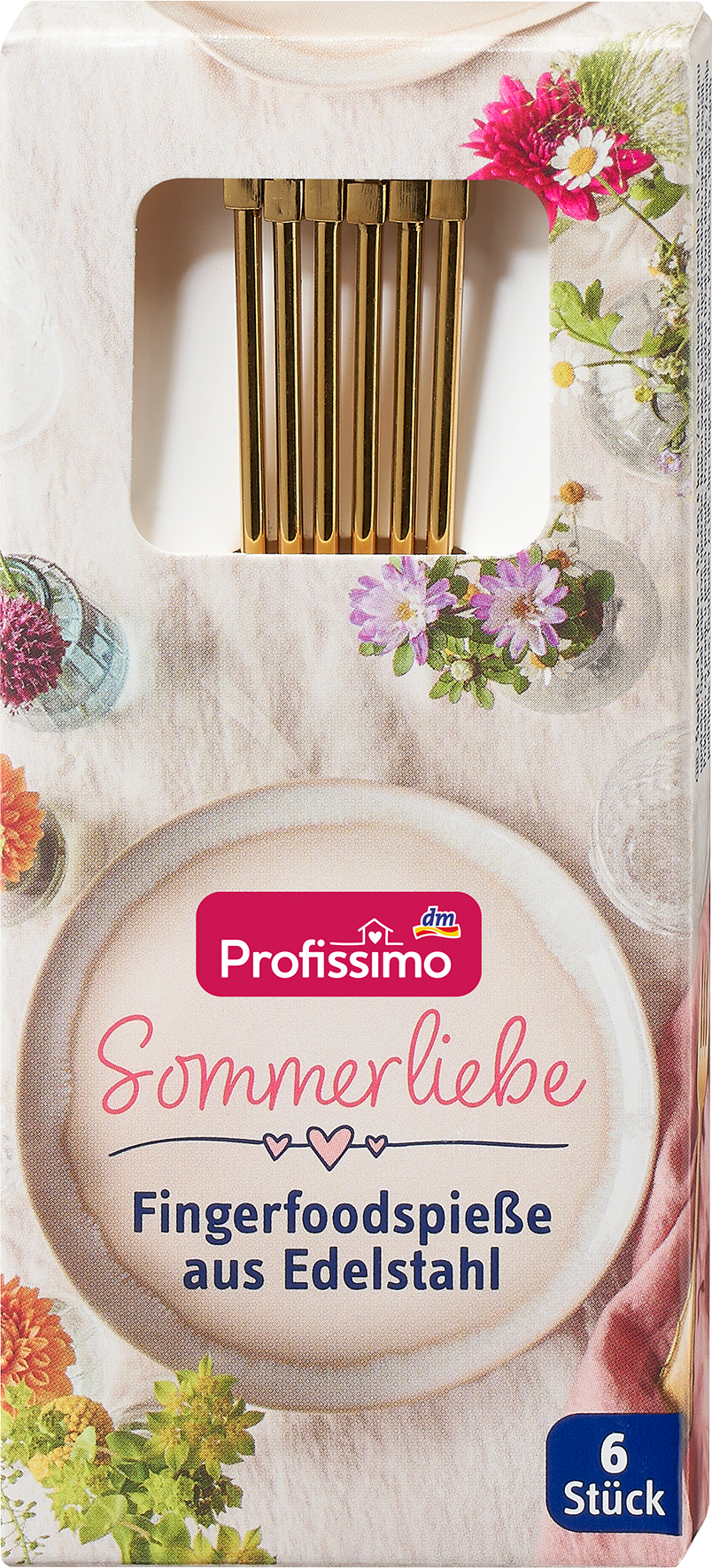 أسياخ طعام بالأصابع Profissimo مصنوعة من الذهب الستانلس ستيل، 6 قطع