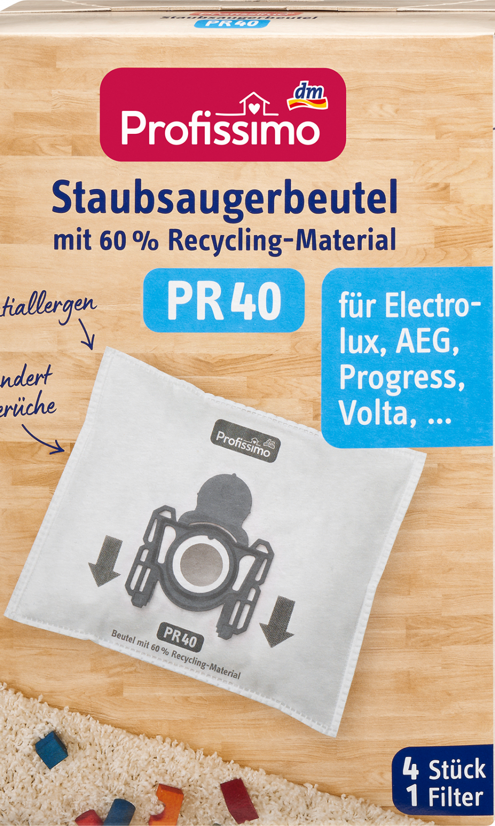 بروفيسيمو أكياس مكنسة كهربائية PR 40 ، 4 قطع