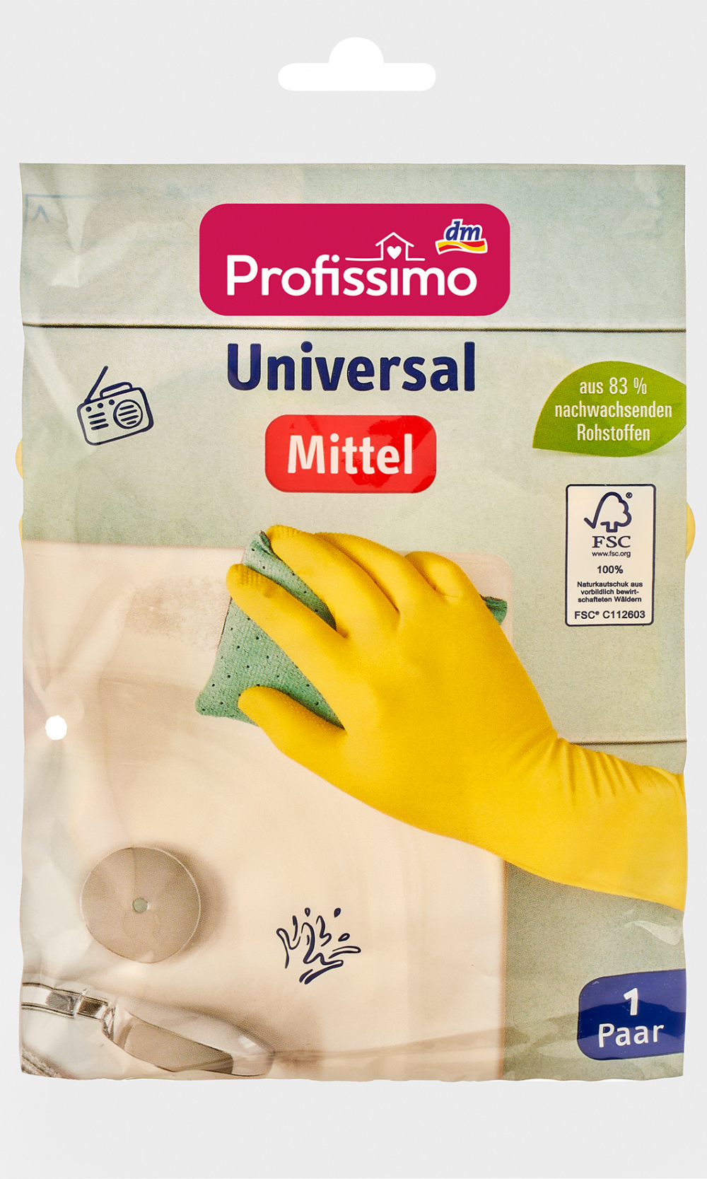 بروفيسيمو قفازات منزلية يونيفرسال وسط (1 زوج) ، 2 قطعة